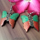 wood hand carving butterfly painted earrings